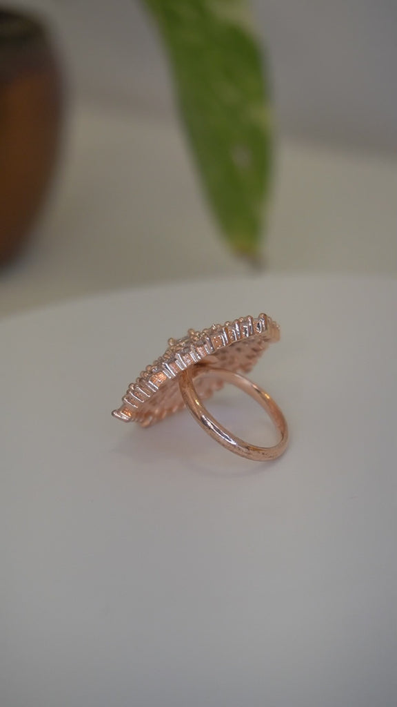 Stunning American Diamond Rose Gold Plated Handcrafted Ring - Ring For Women