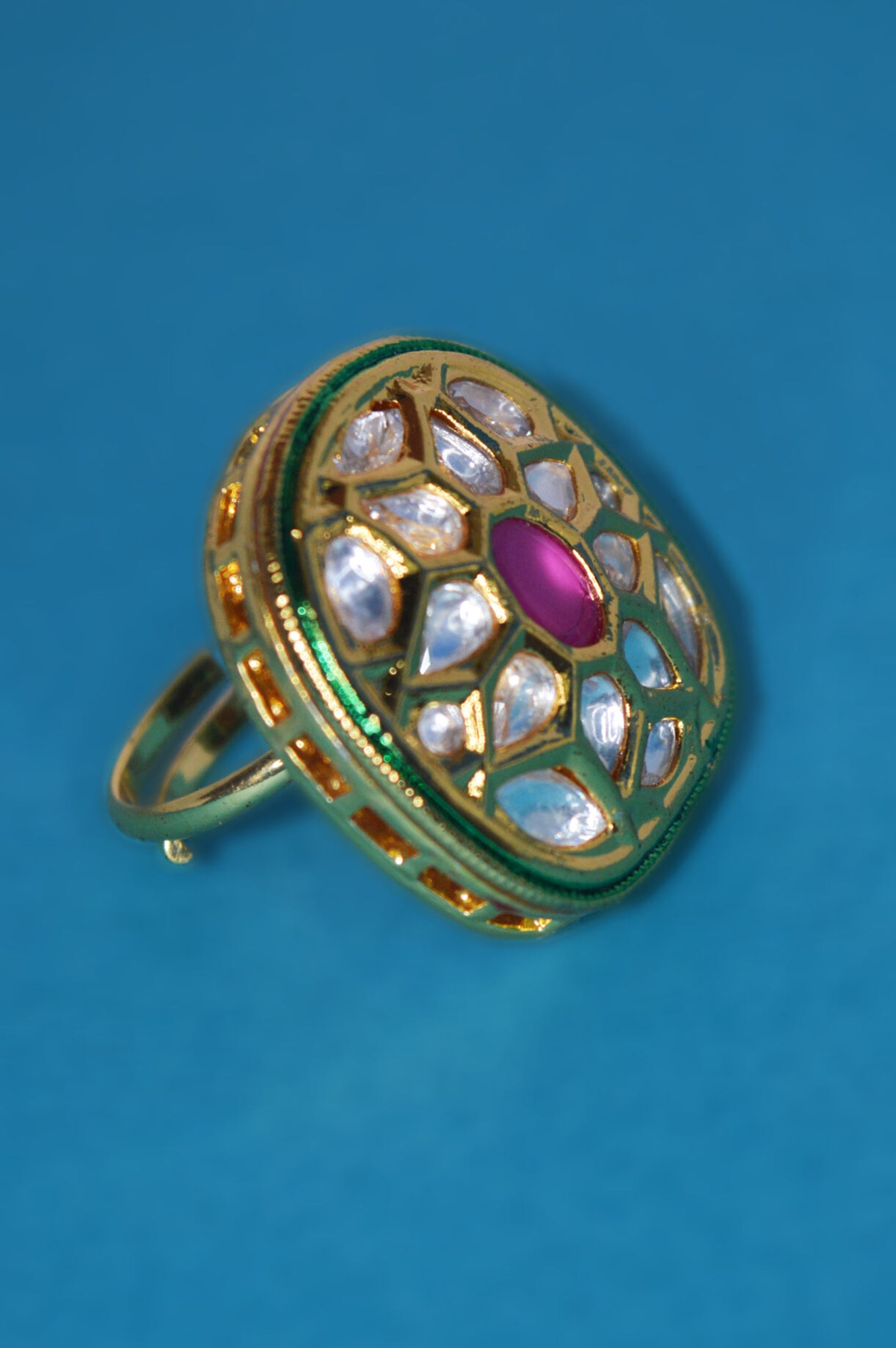 Traditional Gold Plated Handcrafted Ring - Finger Ring for Women