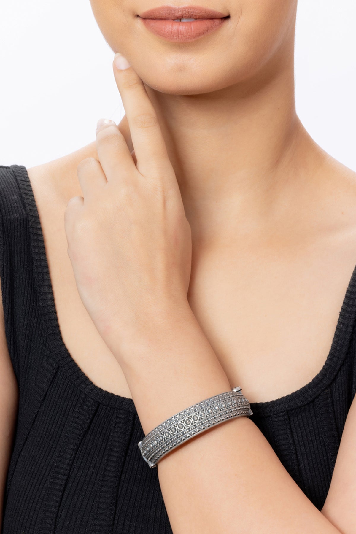 Silver Oxidised Bangle/kada for Women