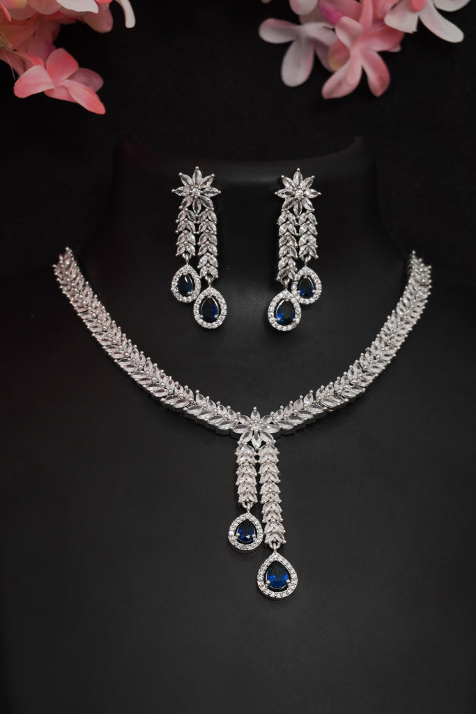 American Diamonds Blue Necklace Set