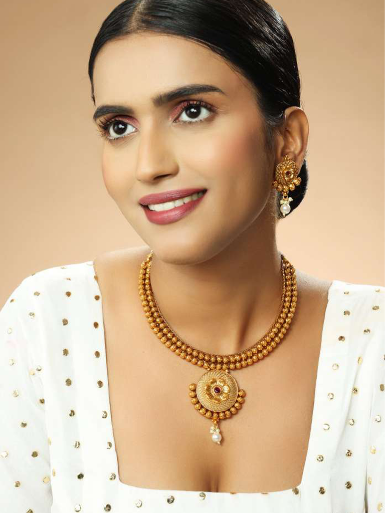 Gold Plated Necklace and Earrings Set