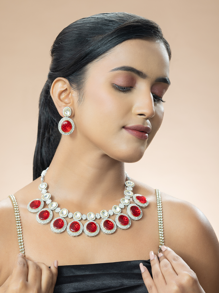 Silver-Plated Necklace and Earring Set