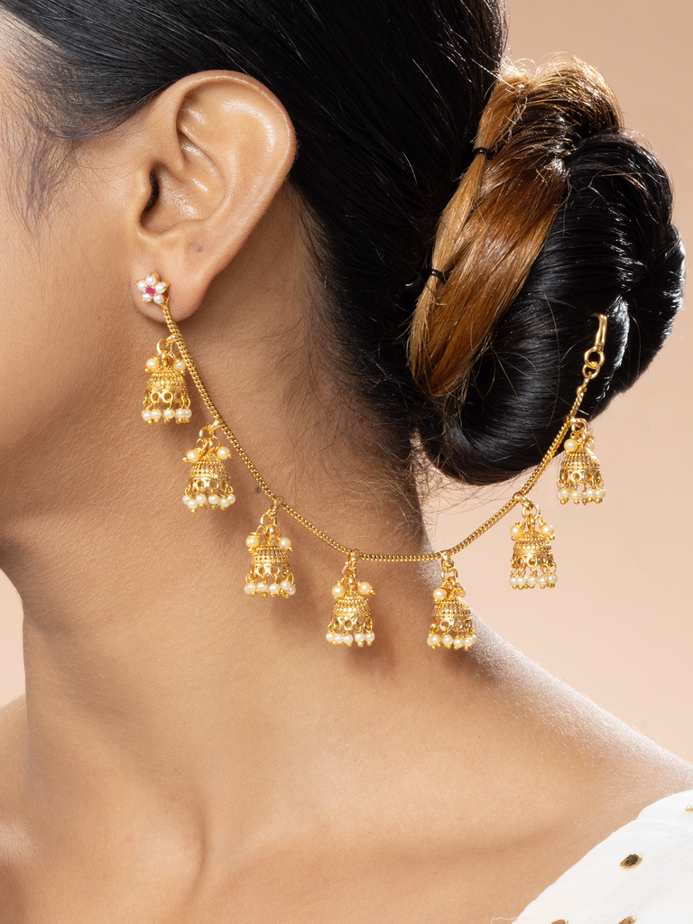 Big Dark Pink Traditional Jhumka Earrings for Girls | FashionCrab.com