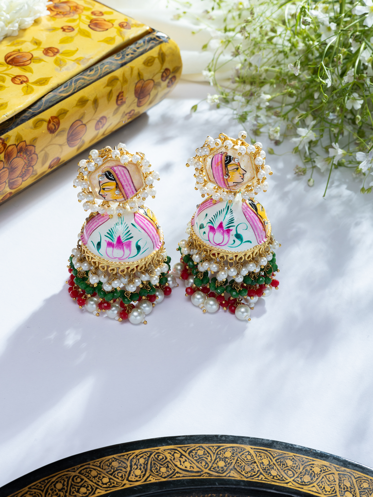 Silver Ethnic Traditional Jhumki Earrings online | Earrings Online Shopping  at Low Price - Frozentags - Ladies Dress Materials