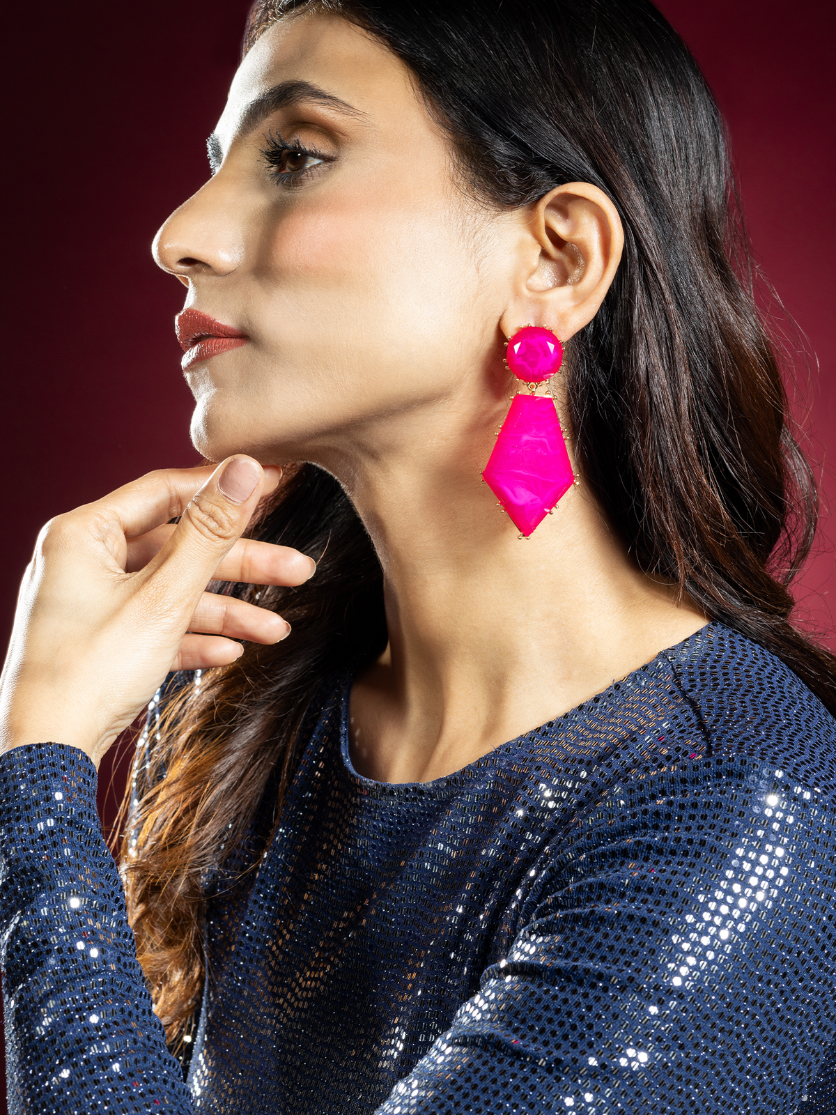 Exquisite Large Pink Earrings