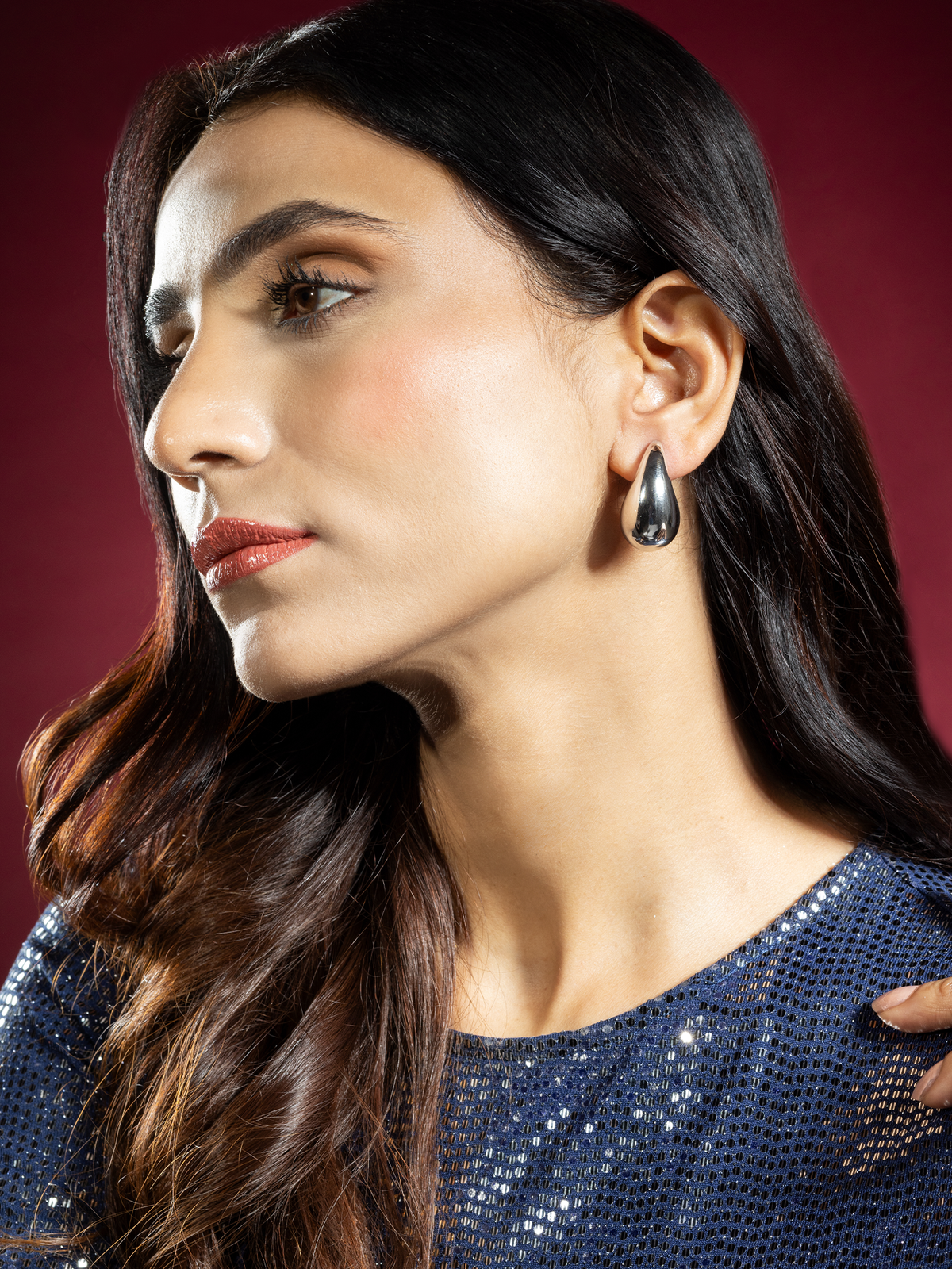 Tear Drop Silver Plated Earrings