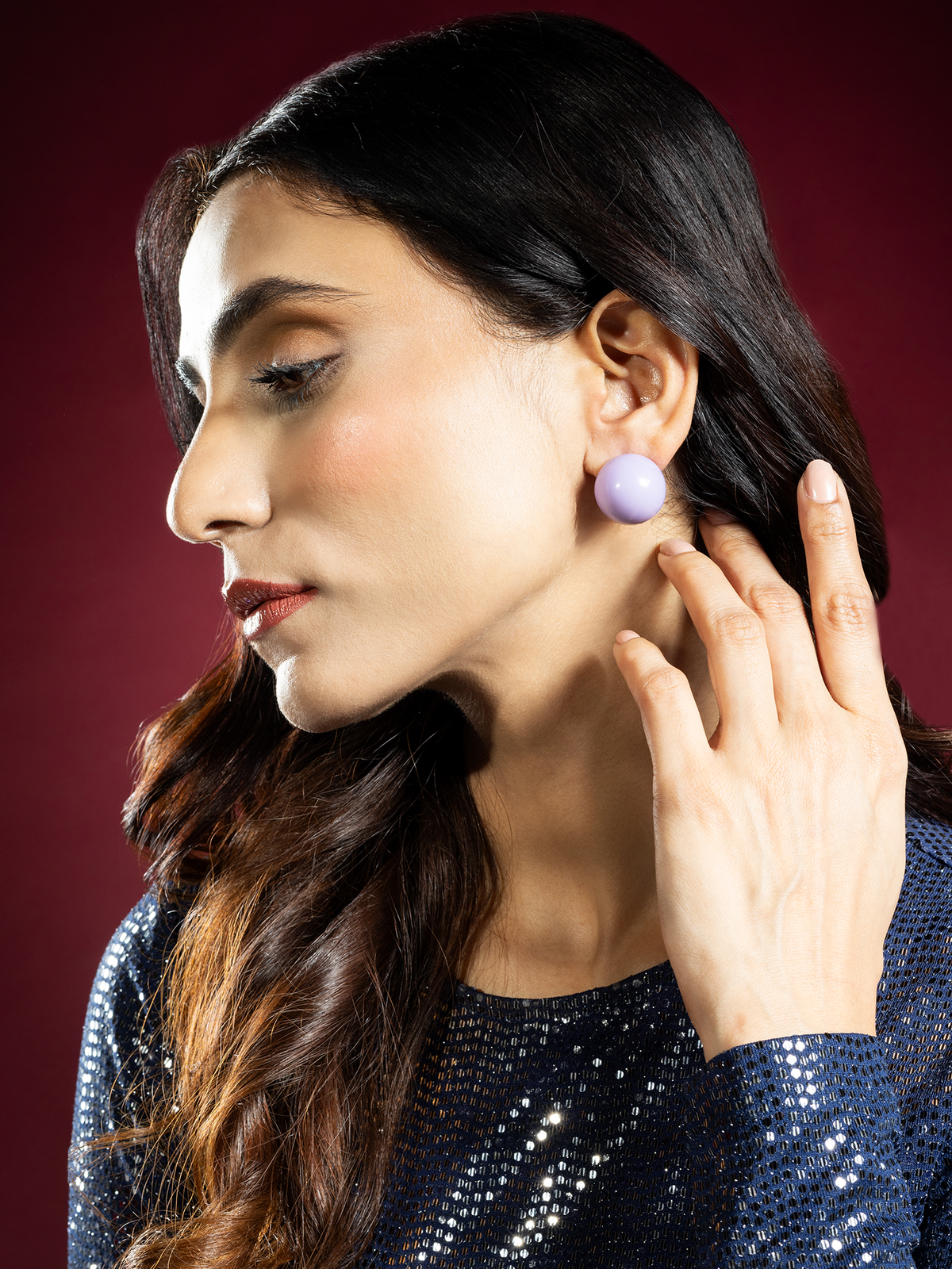 Purple Ball Stud Earrings