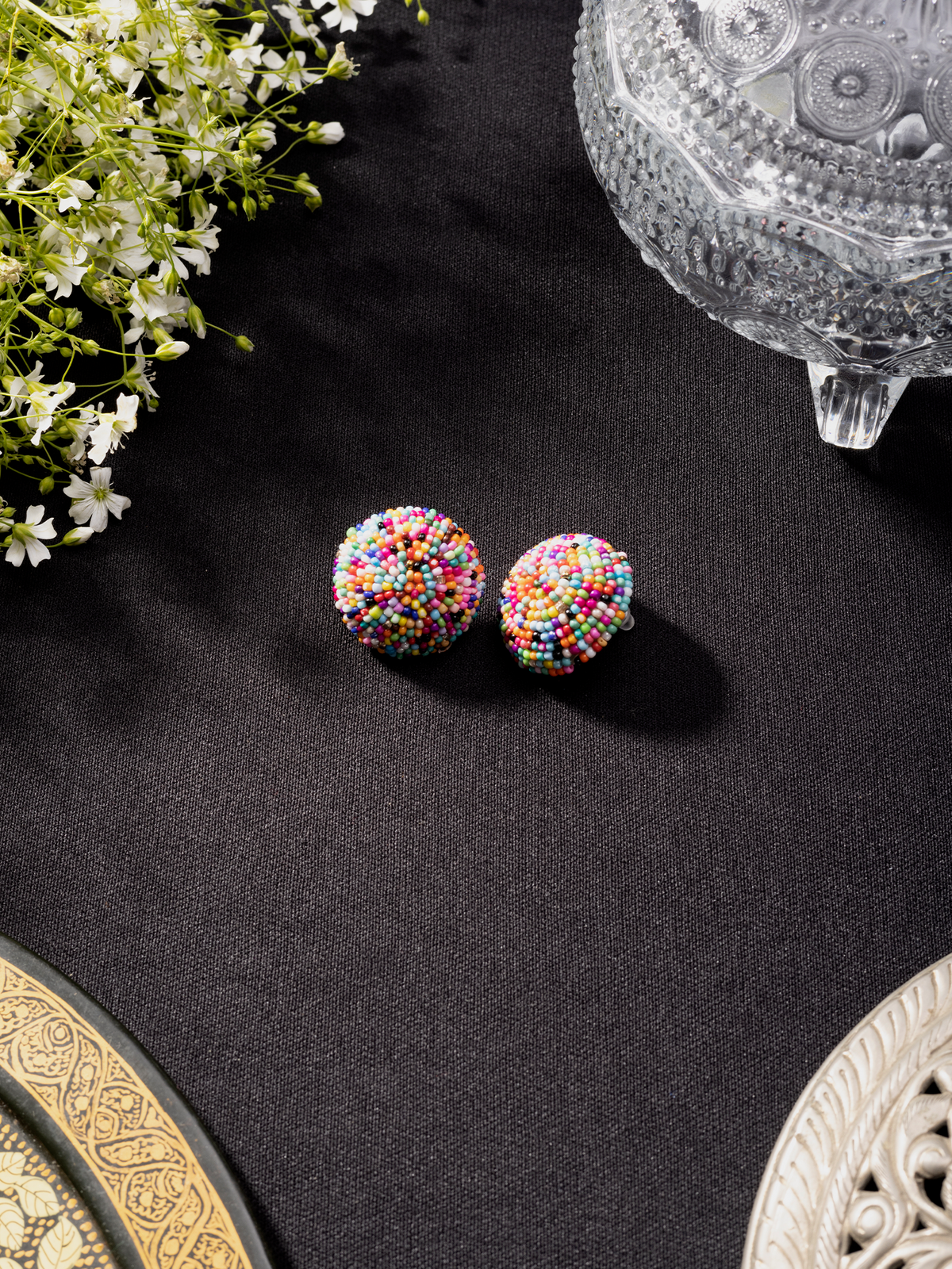 Multicolour Bead Round Earrings