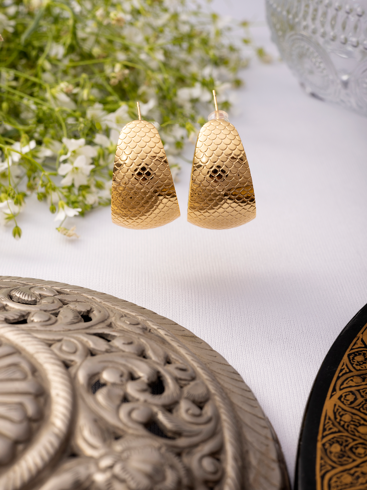 24K Gold-Plated Round Earrings
