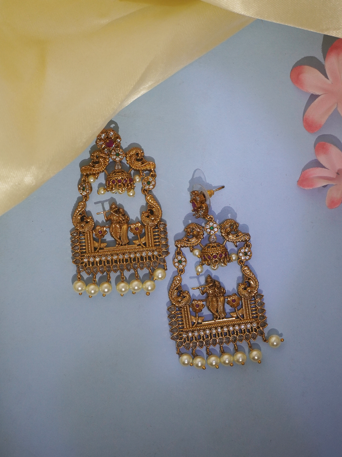 24K Gold-Plated Radha-Krishna Traditional Earrings