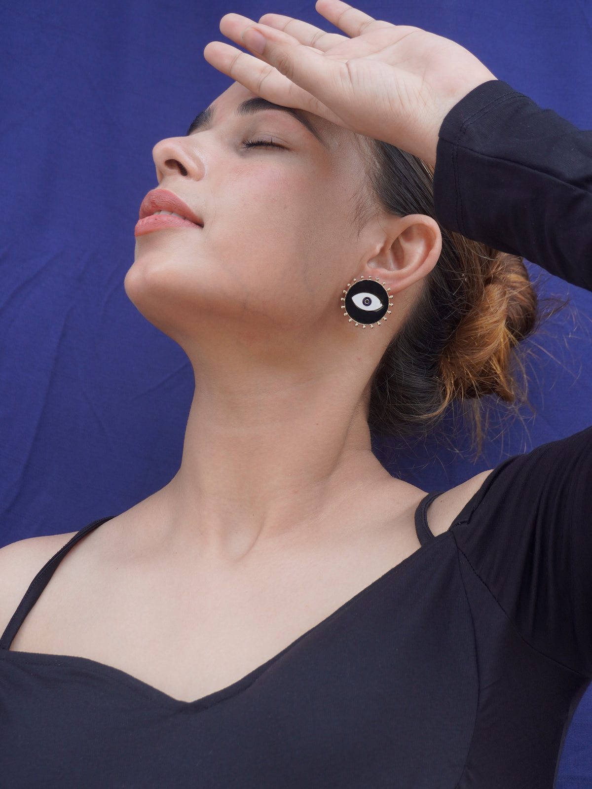 Fancy Black Evil Eye Earring