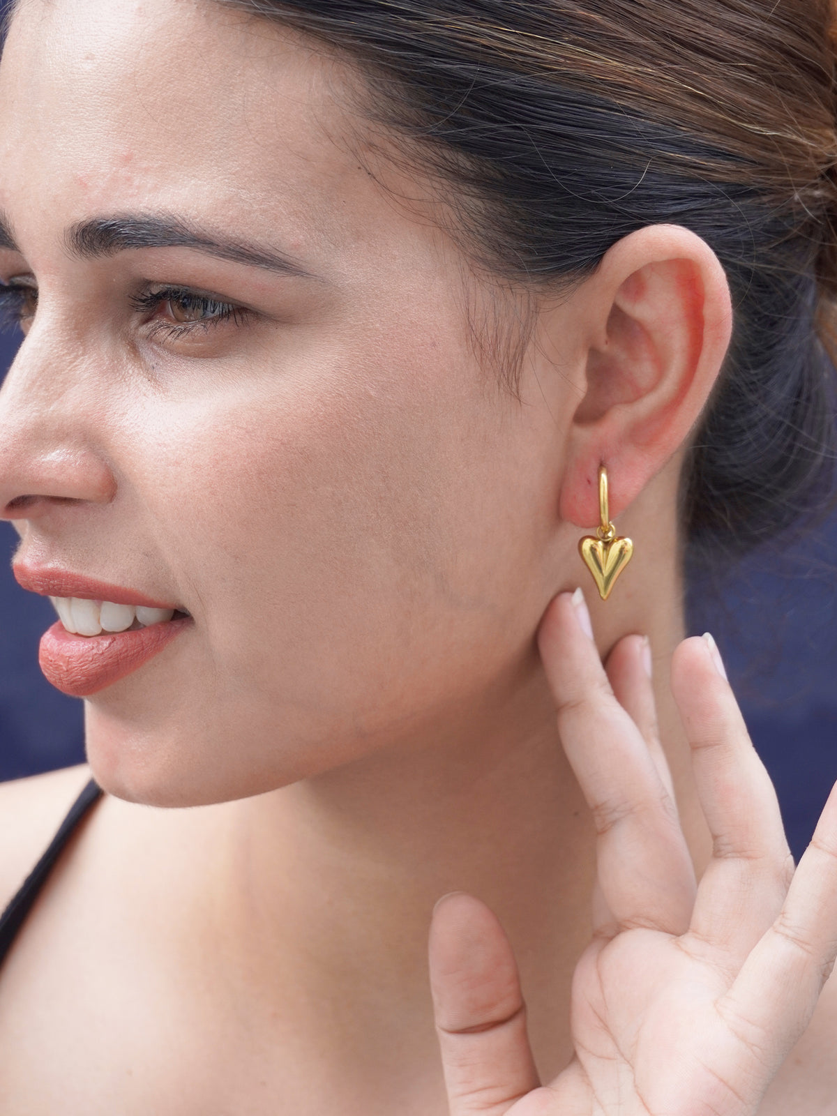 Elegant Demi-Fine Gold-Plated Heart Shaped Hoop Earrings