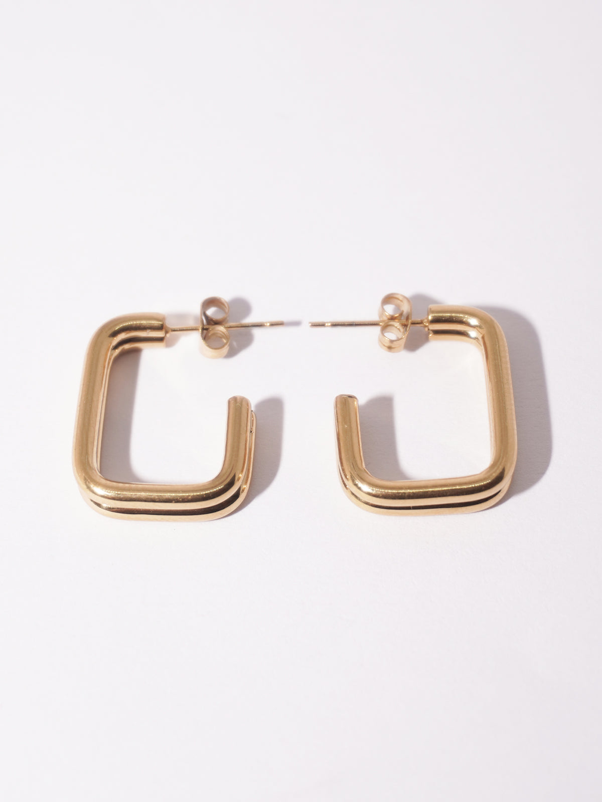 Elegant Demi-Fine Gold-Plated Square Shaped Earrings