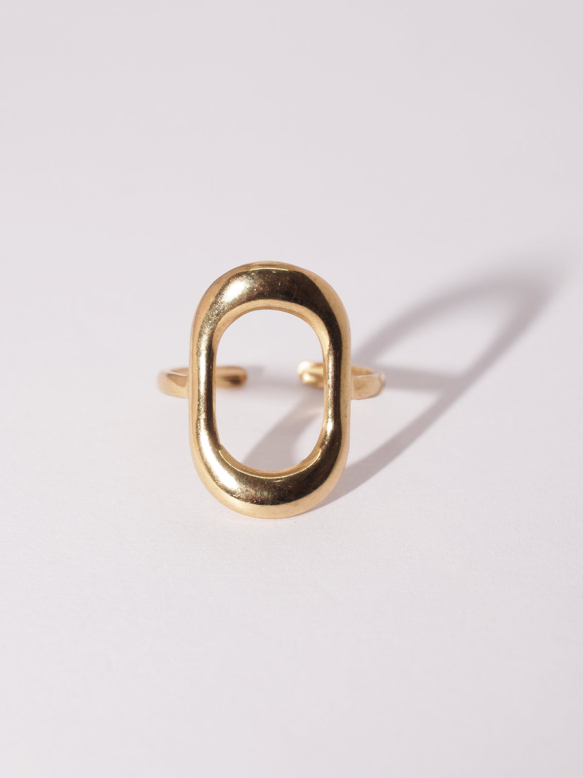 Modern Gold-Plated Anti Tarnish Ring with Striking Hollow Design