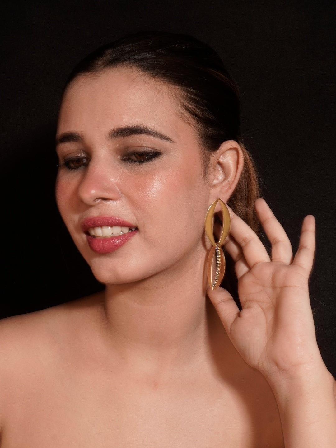 Gold Plated Anti Tarnish Zircon Dangler Earrings