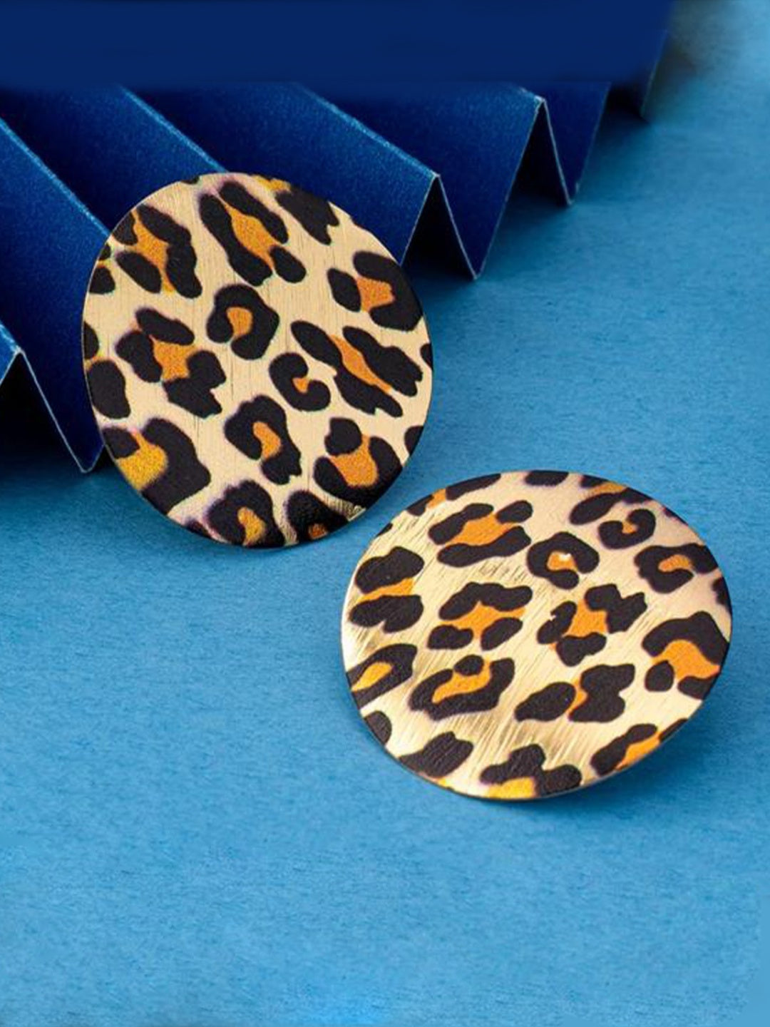 Big Stud Leopard Print Earrings with Gold Plating
