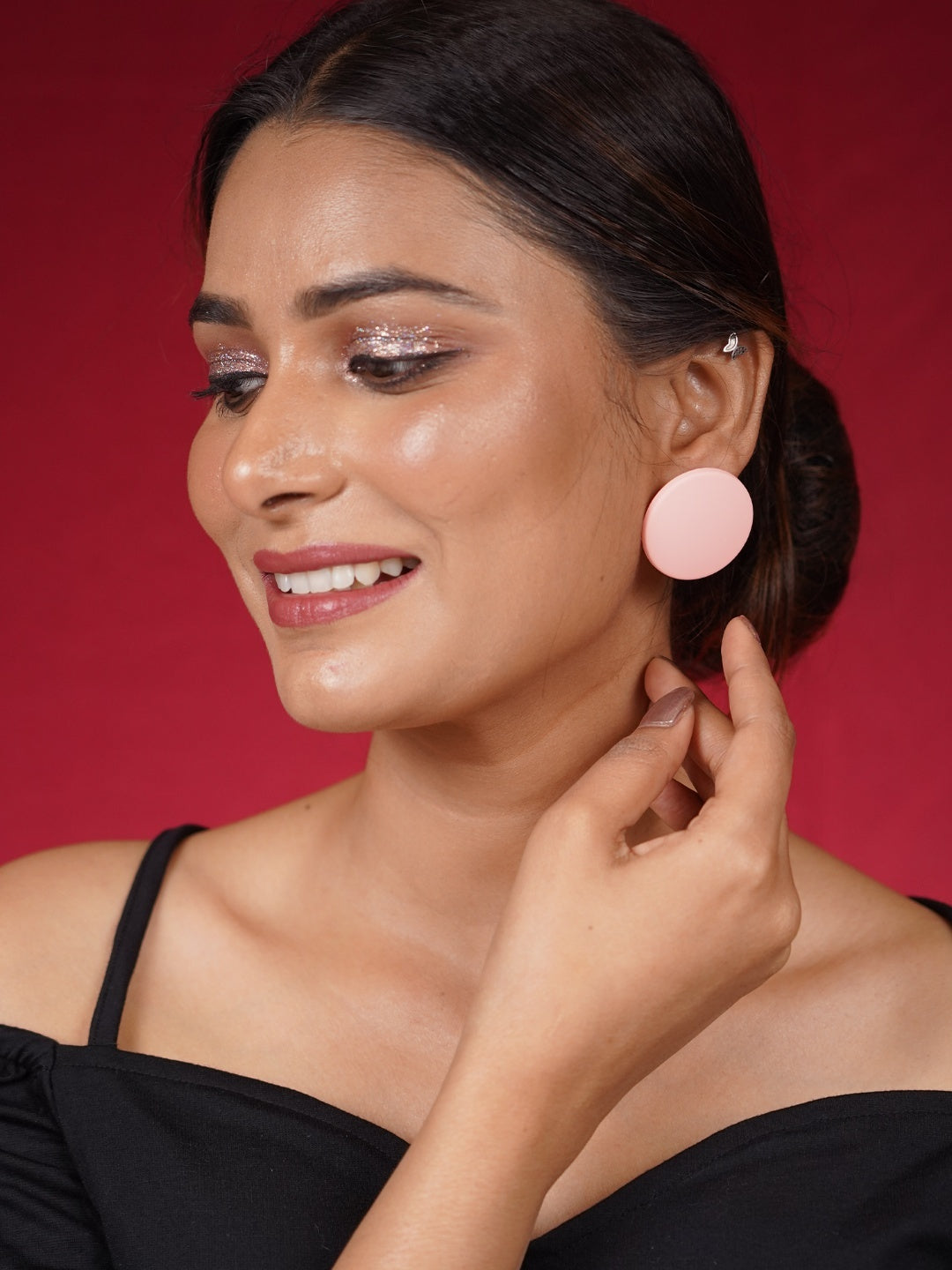 Peach Big Stud Fancy Earrings