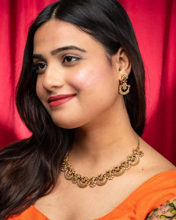Niscka Gold-Plated Stone Studded Jewellery Set