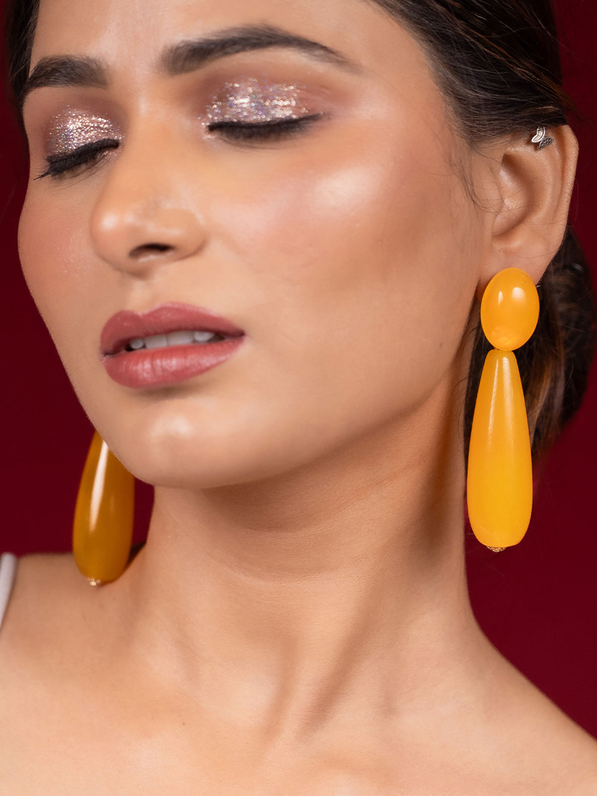 Fancy Mustard Yellow Hanging Earring