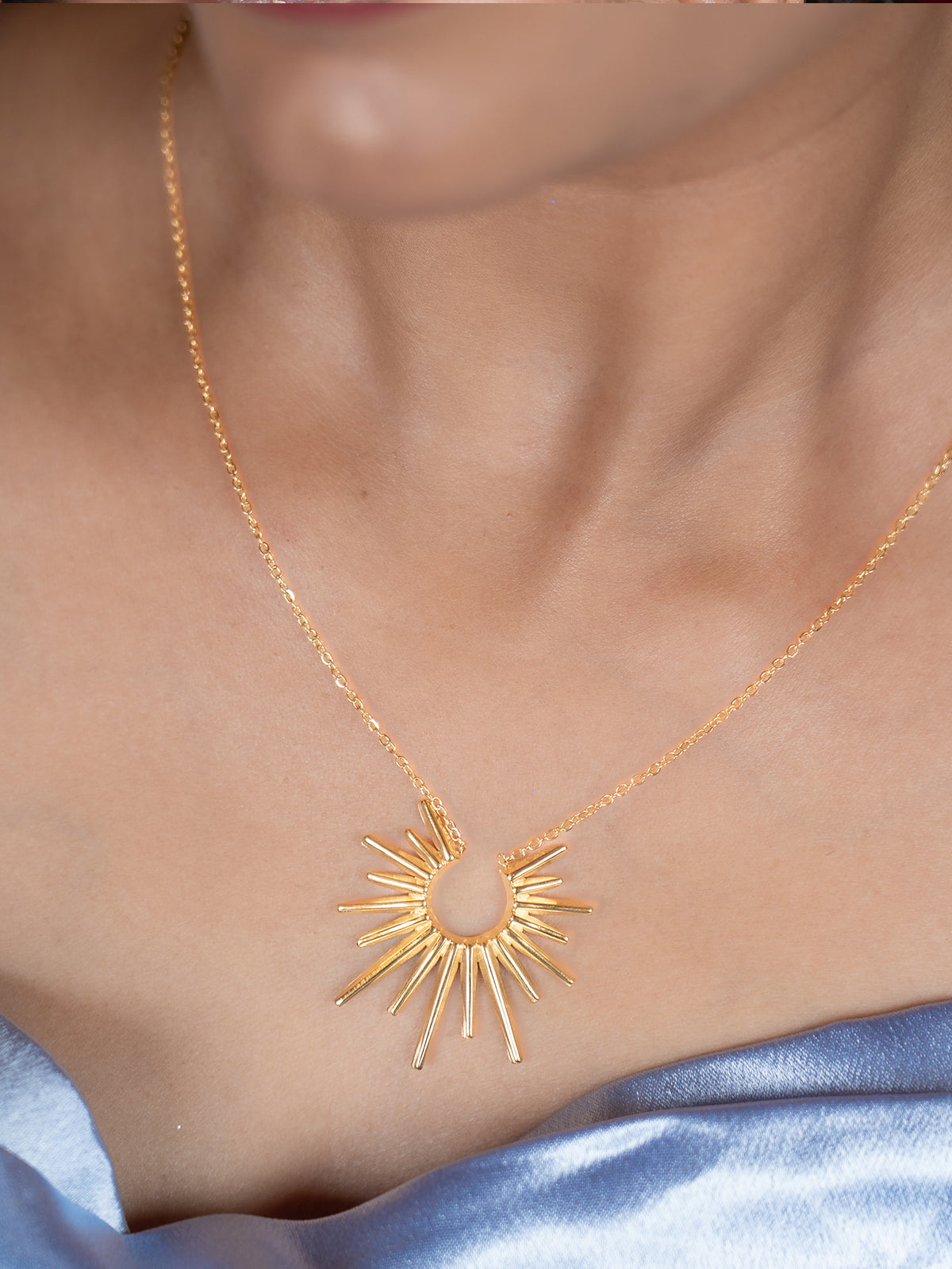 Fancy 24k Gold-Plated Spike Pendant Chain
