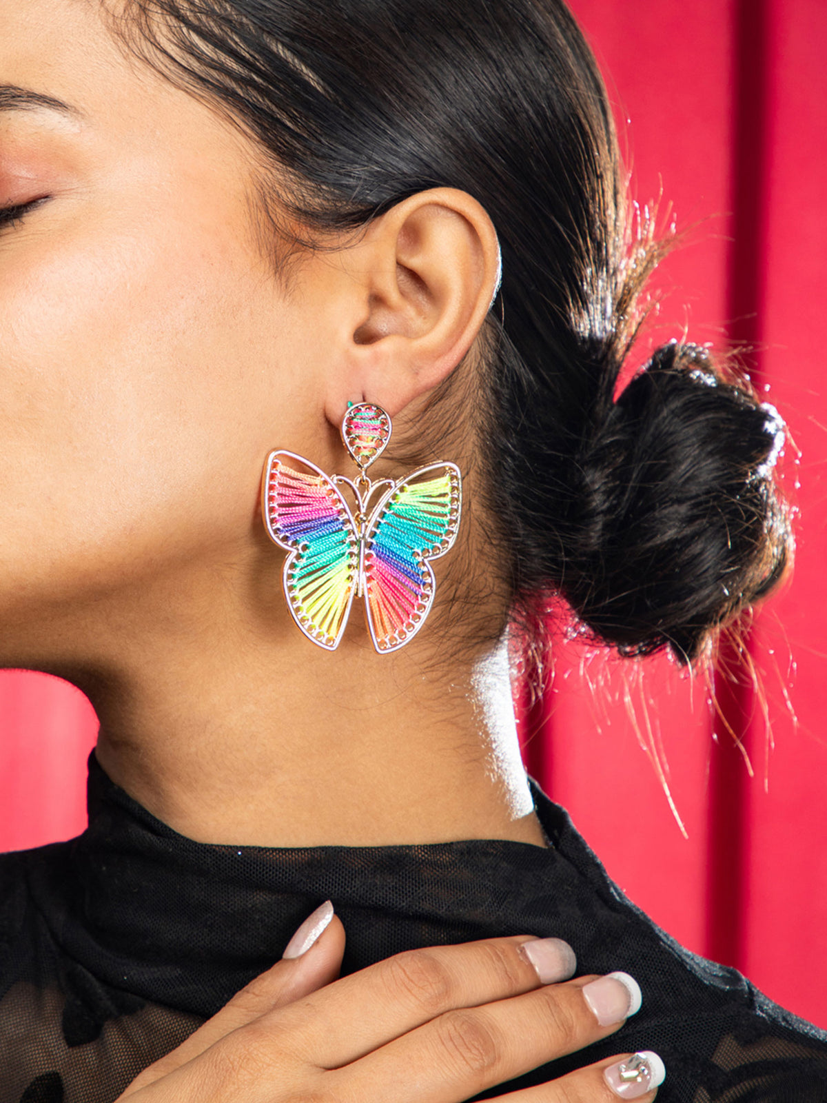 Vibrant Wings Multicolor Butterfly Earrings
