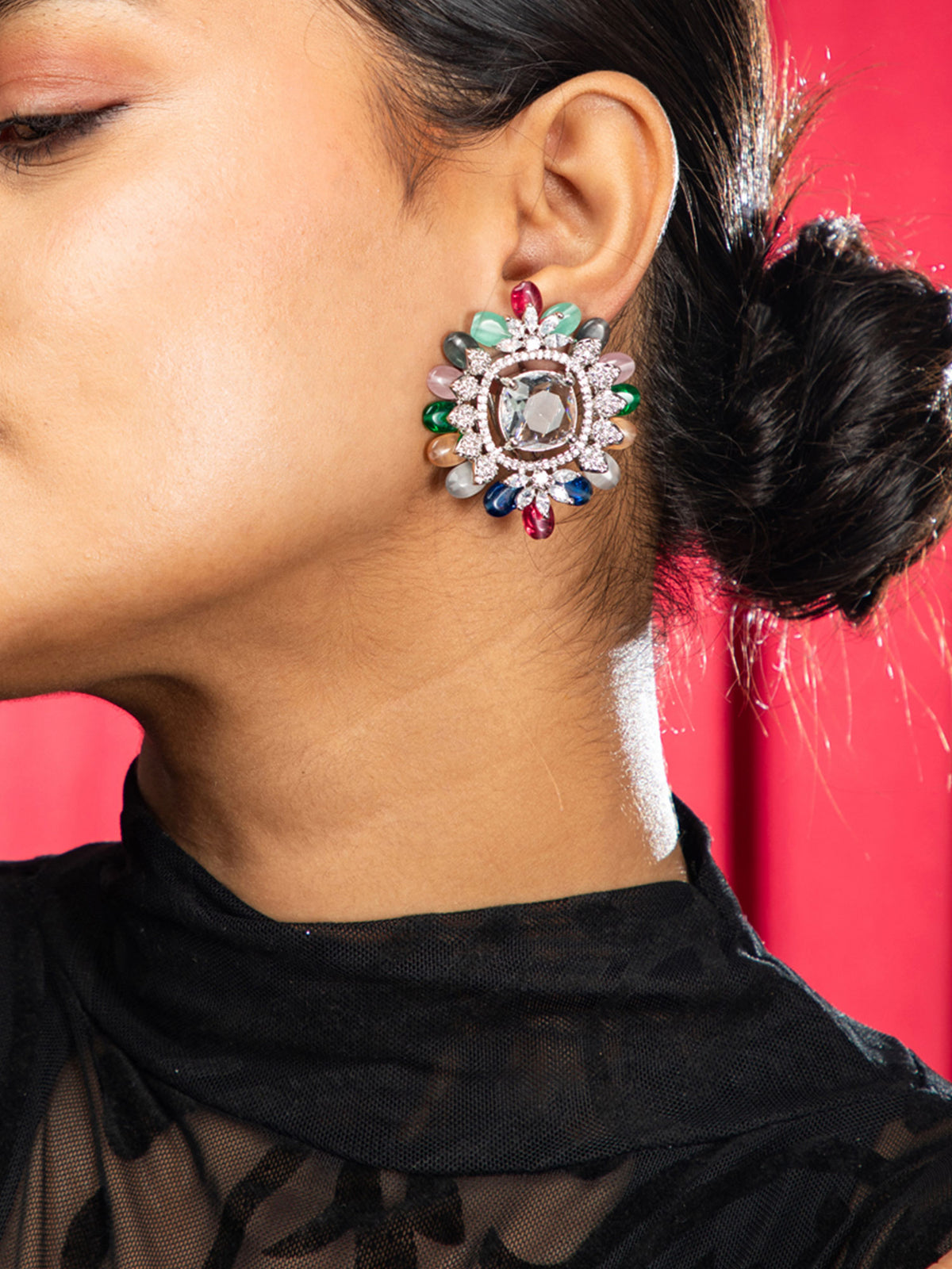 Blossom Glow White American Diamond Earrings