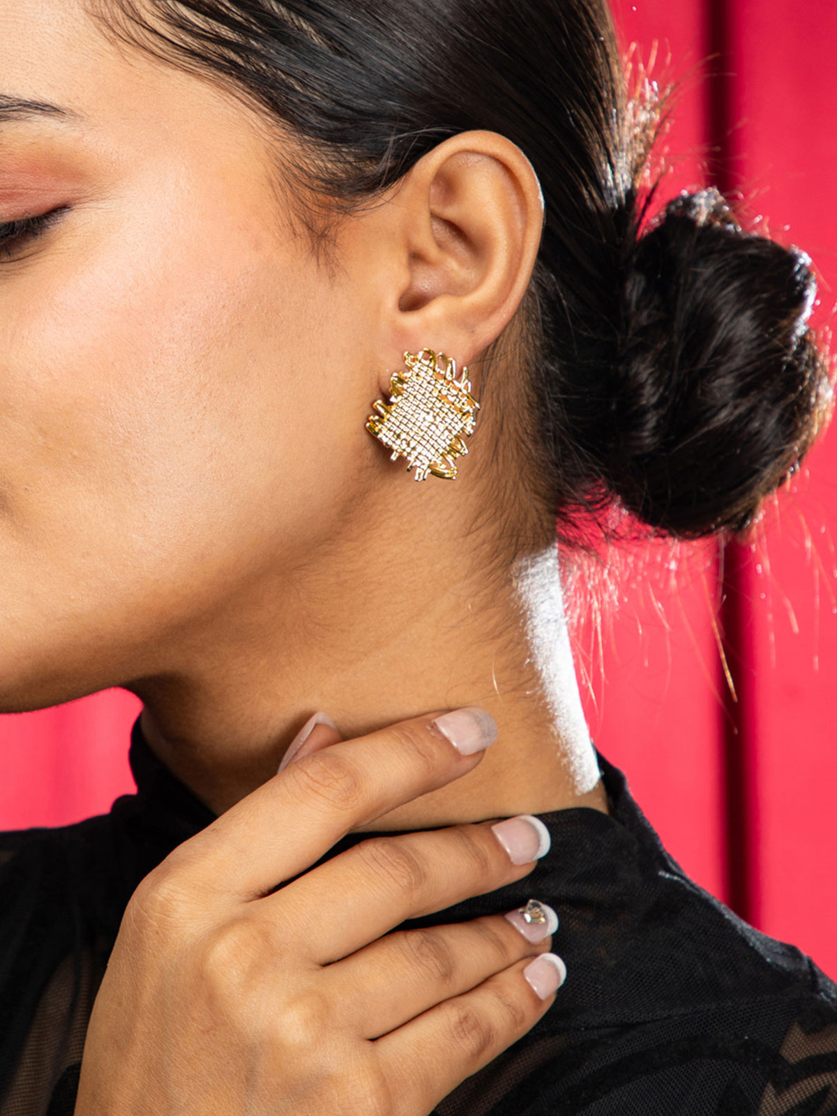 Torn Elegance Gold Statement Earrings