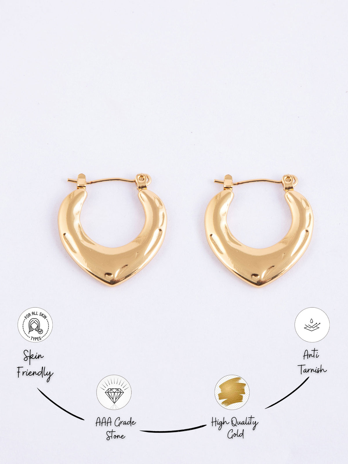 Golden HeartLoop Statement Earrings