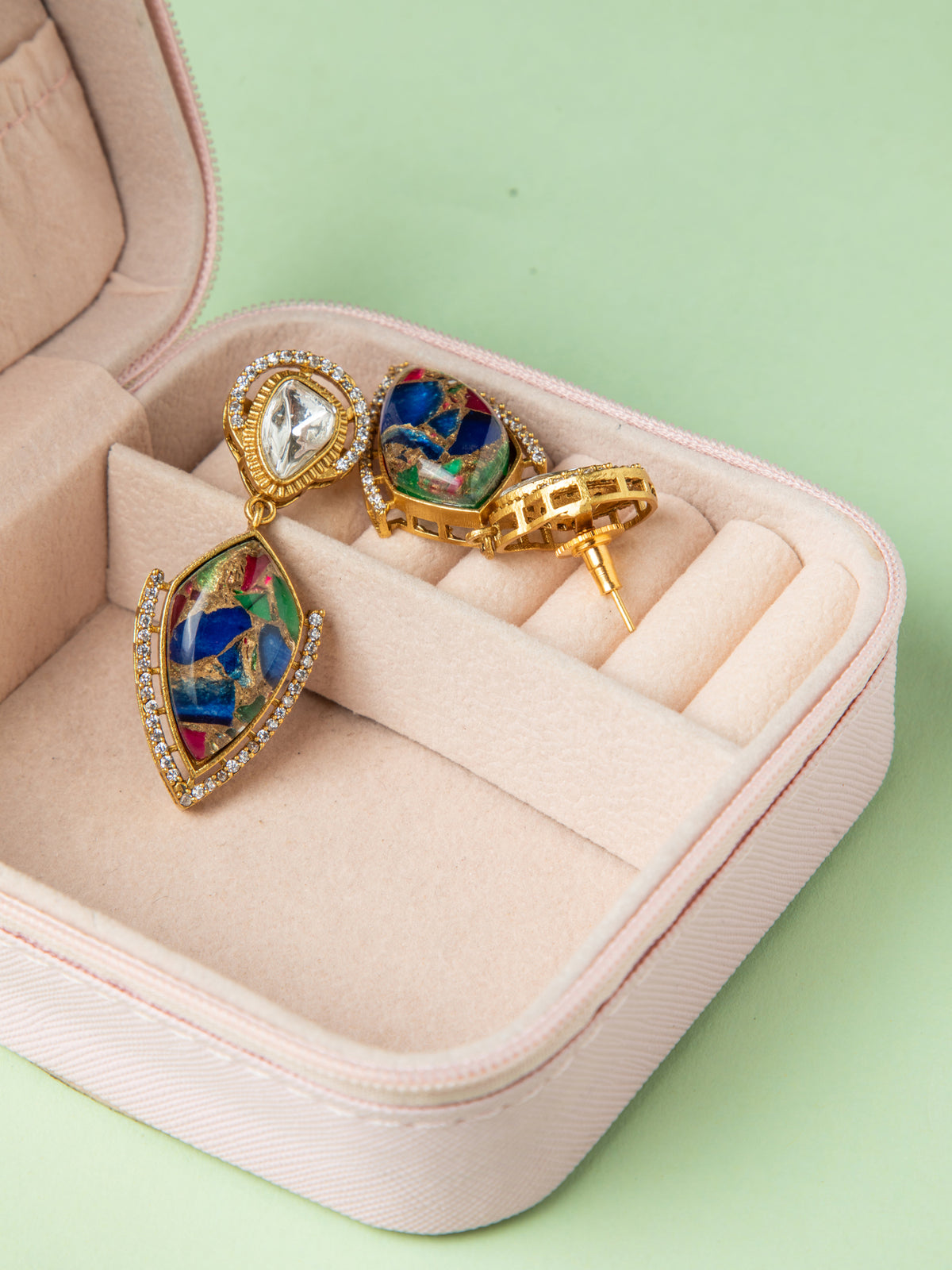 Vibrant Royale Multicolor White CZ Kundan Earrings