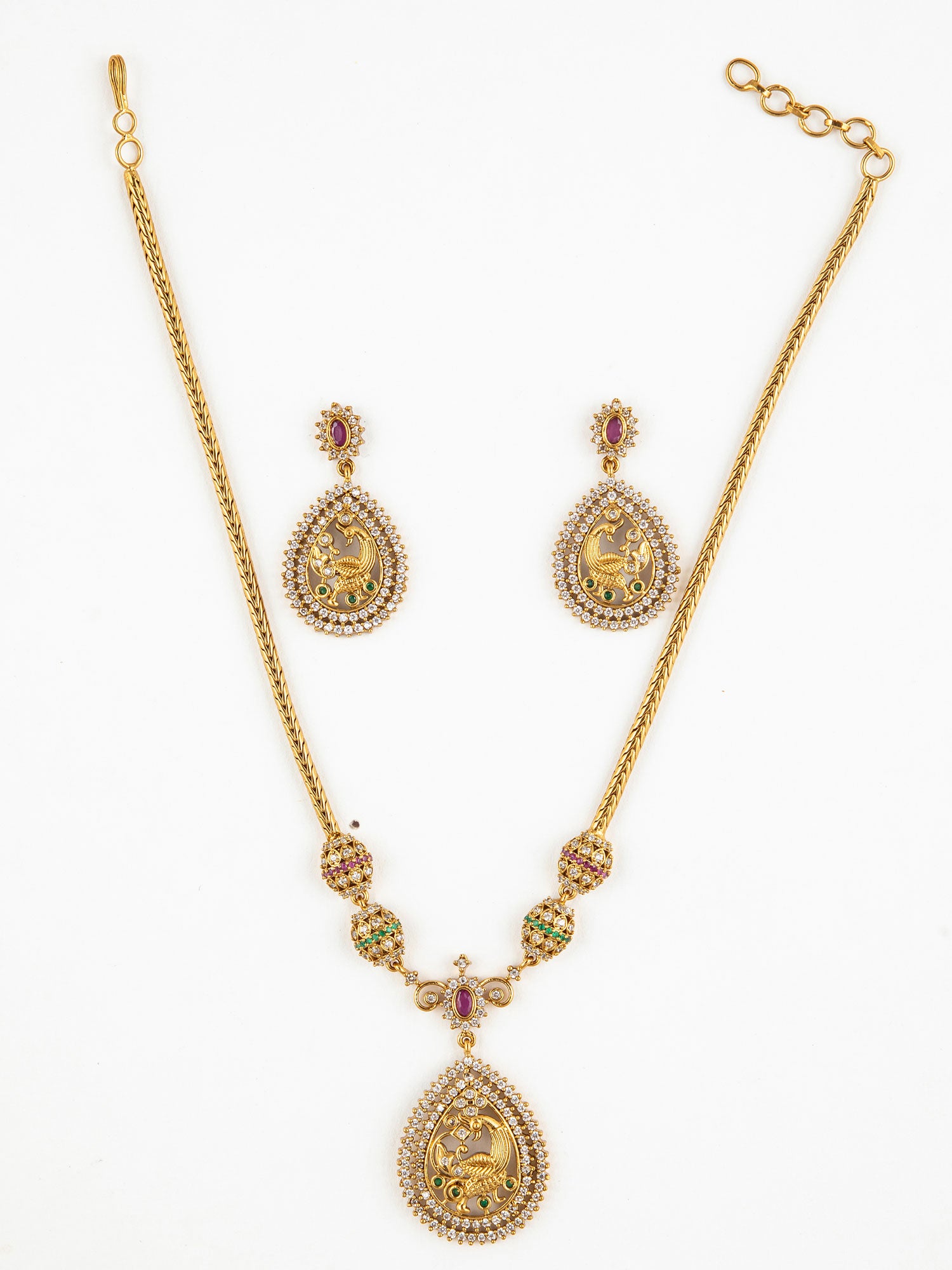 Ethnic temple jewellery necklace set inspired by South Indian designs