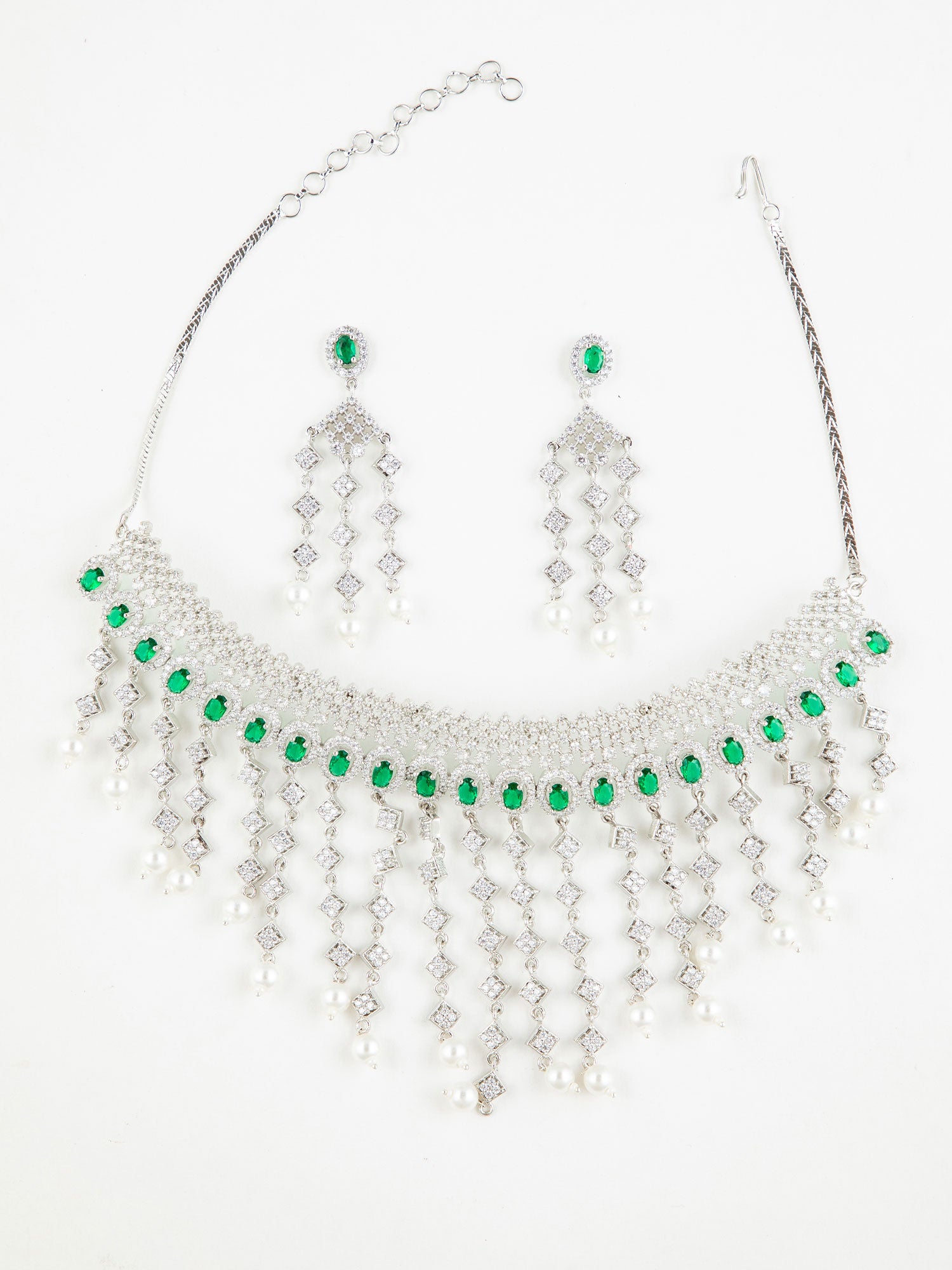 Luxury american diamond necklace set with sparkling CZ stones