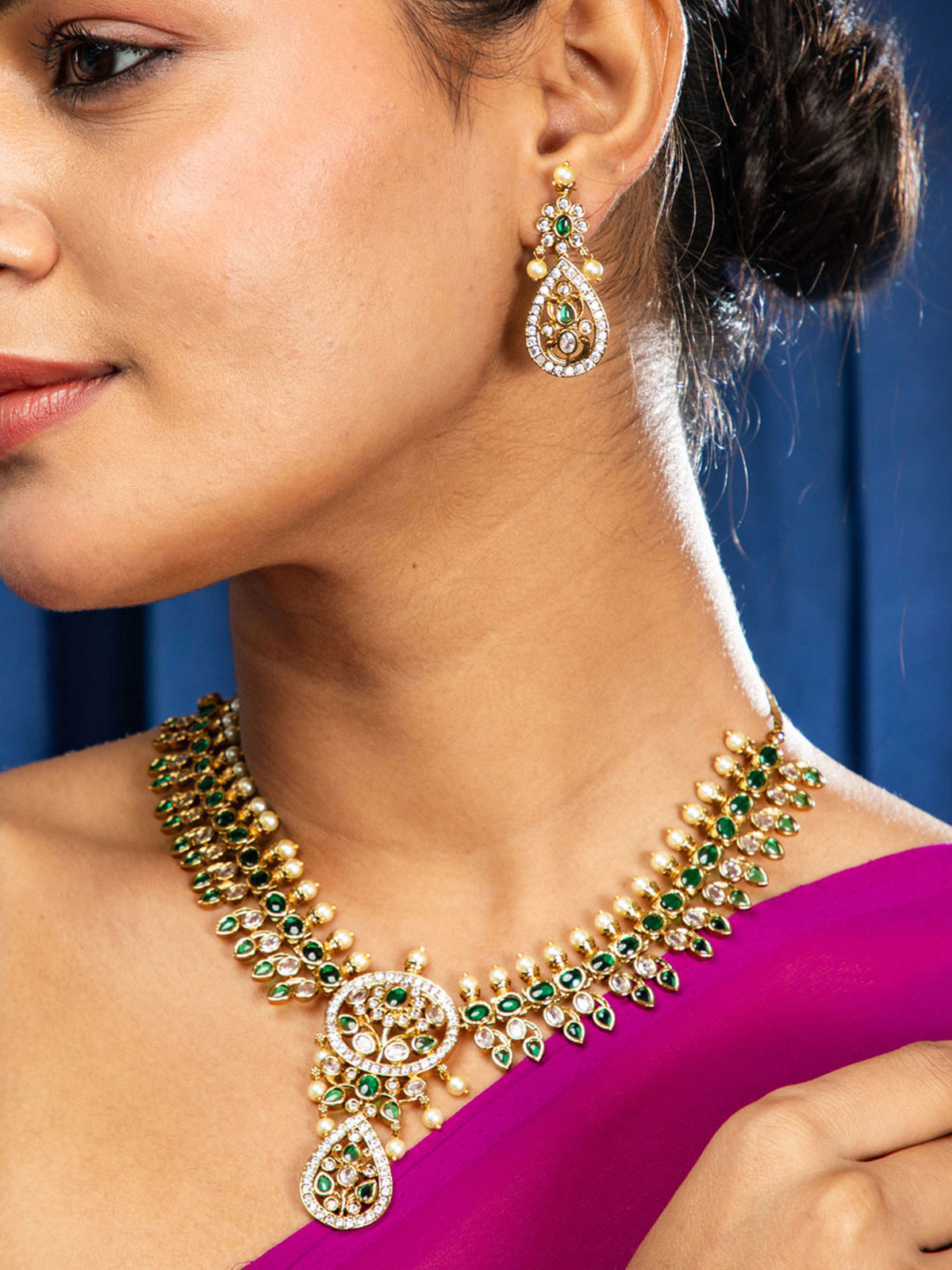 Emerald Dew Drop Choker Set