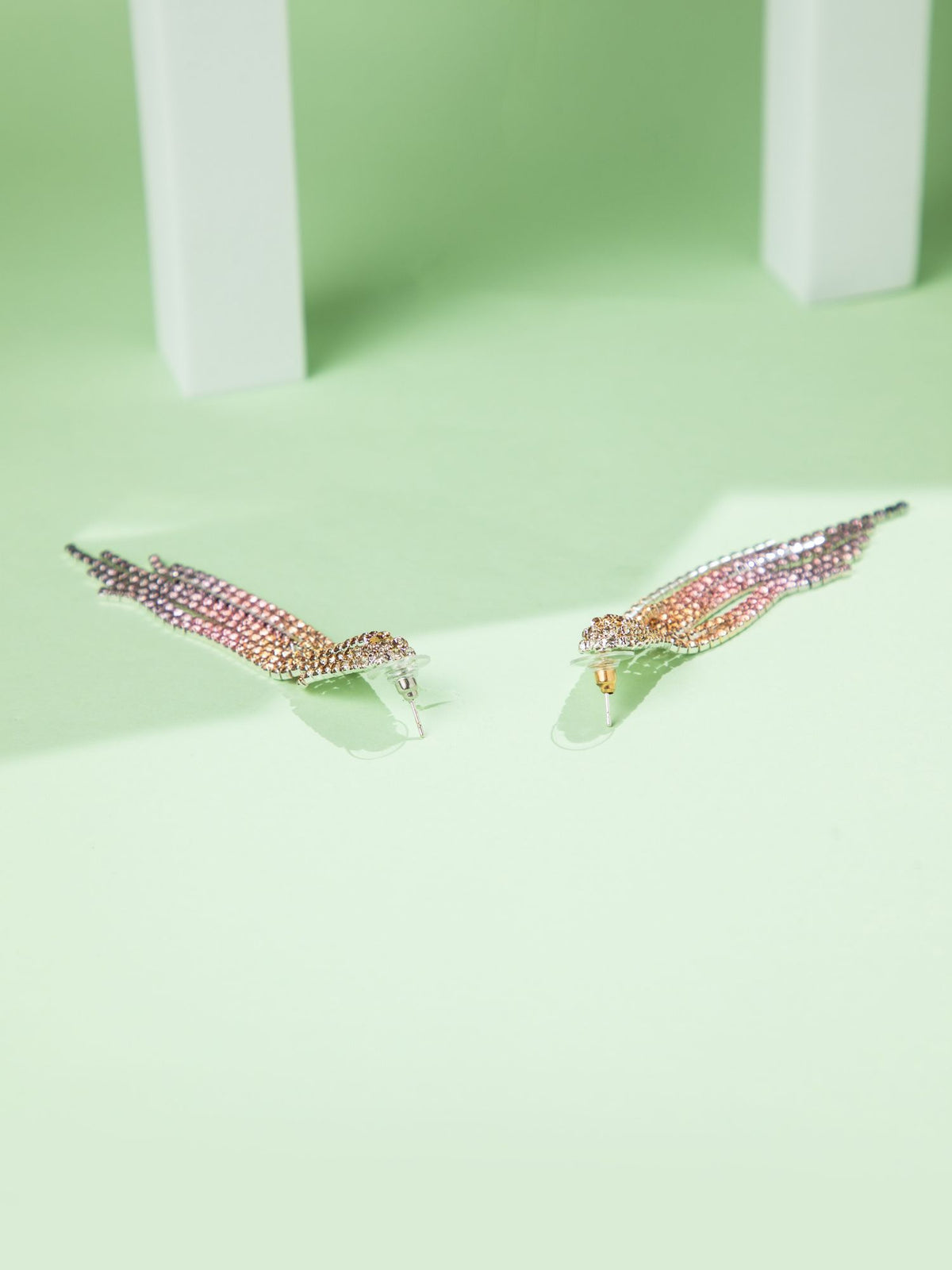 Pink-Shaded Multi Layer Dangler Earrings
