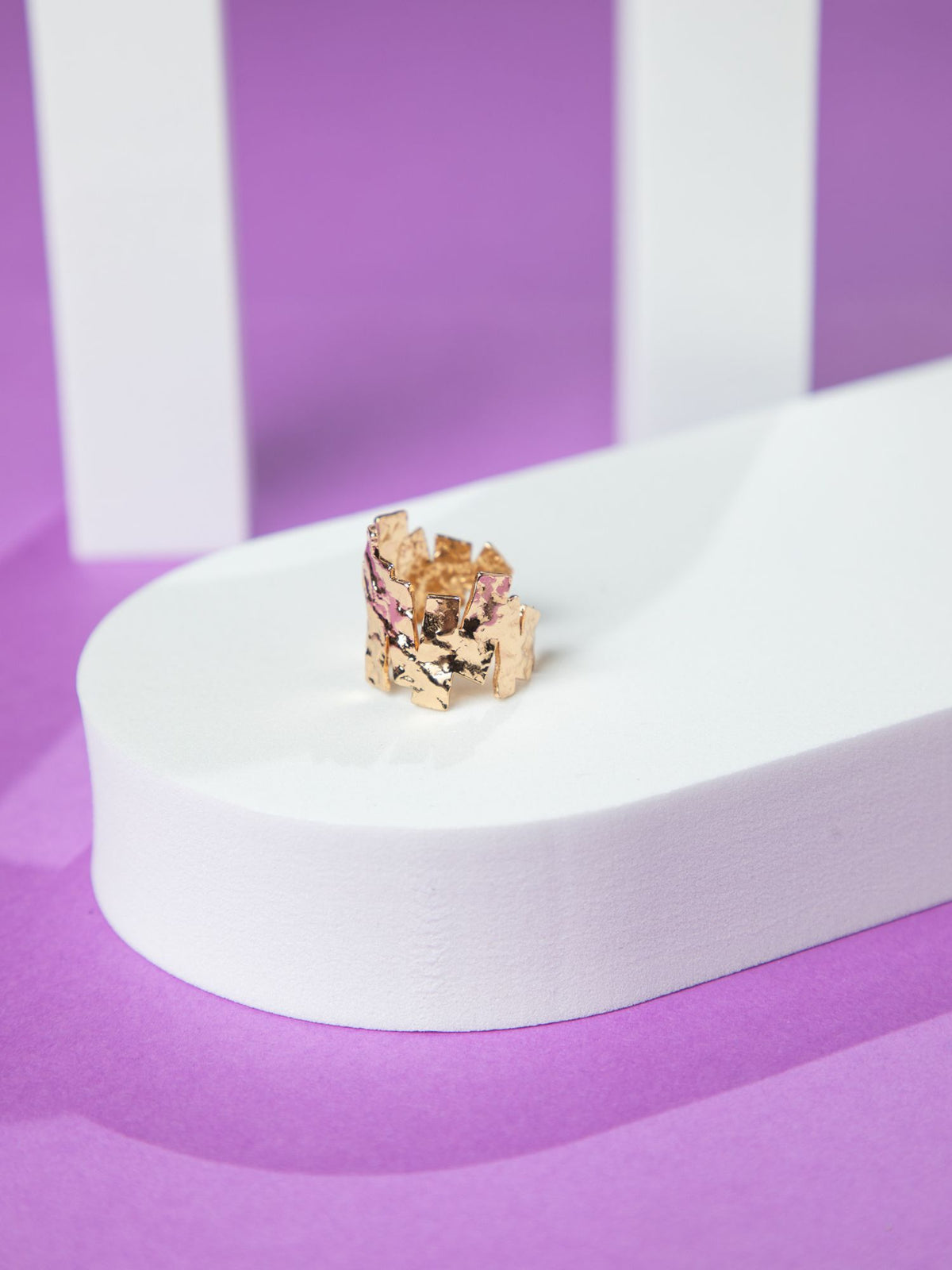 Gold Plated Minimalistic Geometric Open Ring