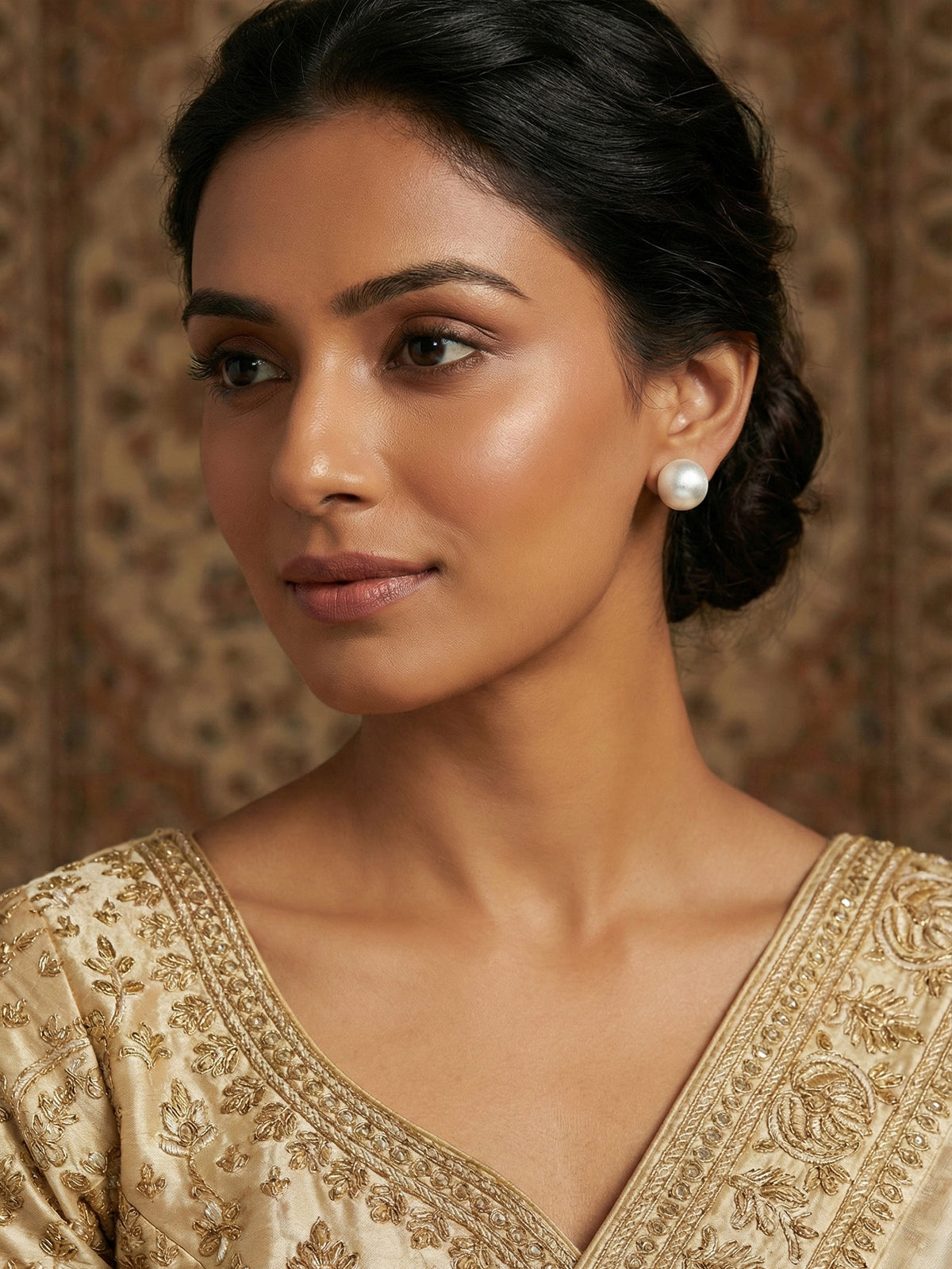 Elegant Silver Plated Round Stud Earrings
