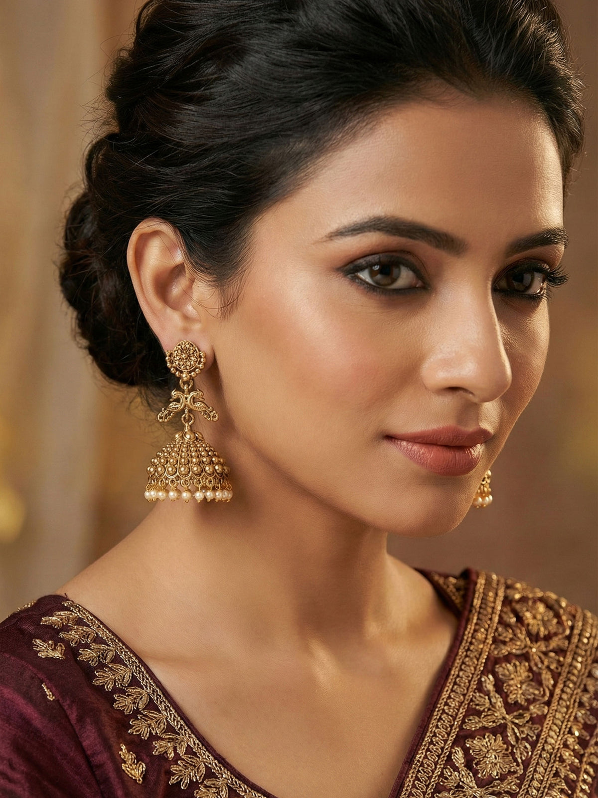 Elegant Gold Plated Peacock Jhumka Earrings