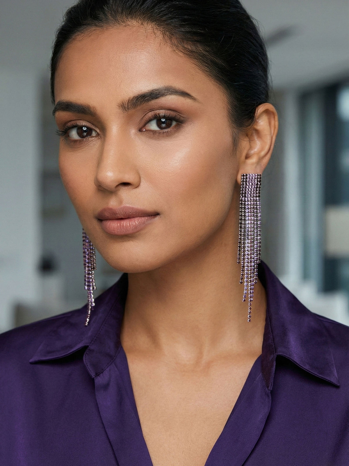 Sparkling Multicolor Rhinestone Waterfall Earrings