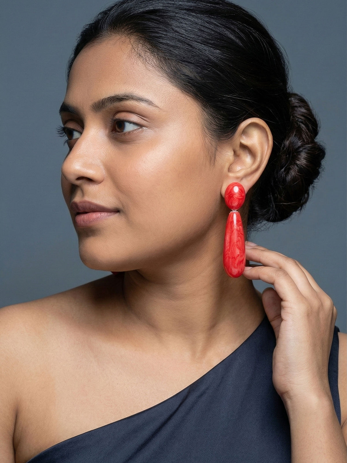 Elegant Bright Red Long Drop Dangle Earrings