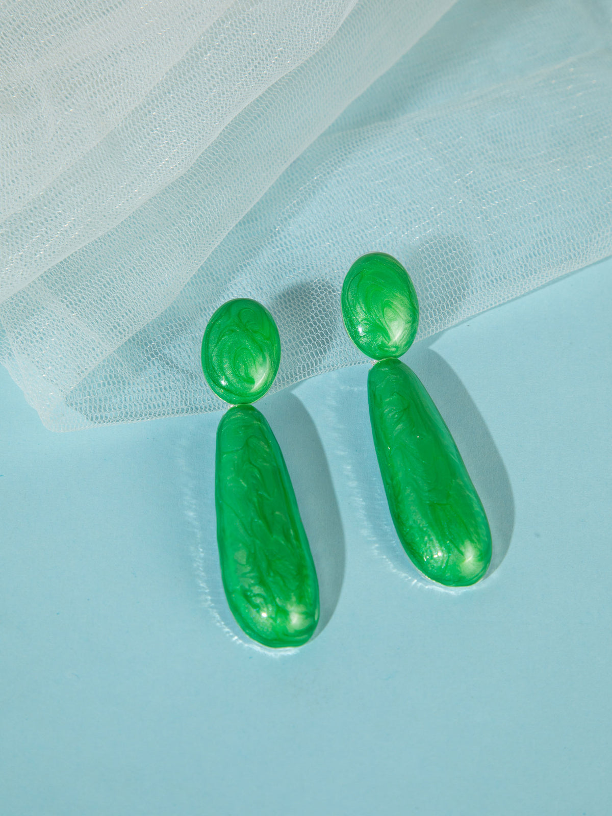 Elegant Leafy Green Long Drop Dangle Earrings