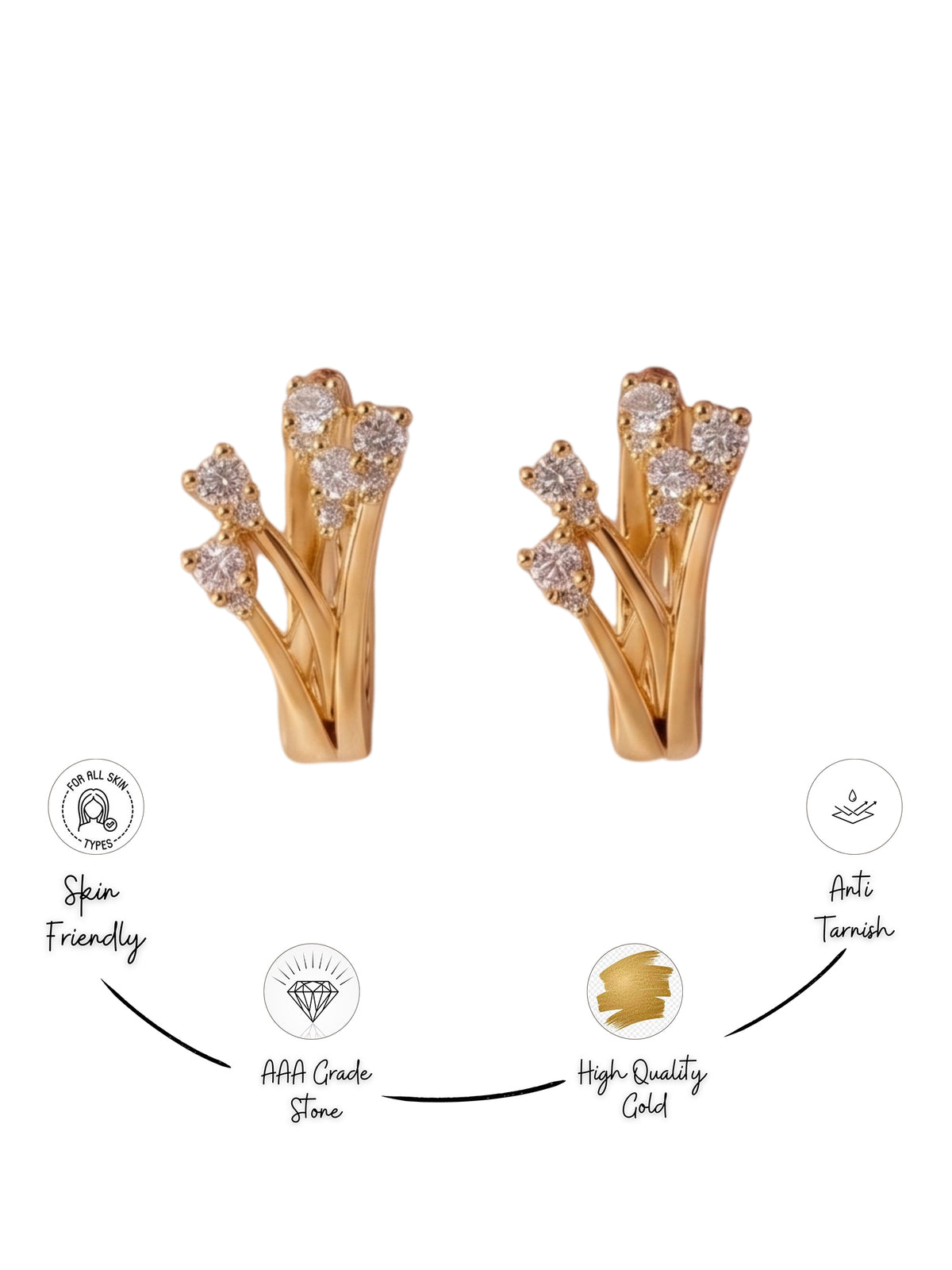 Gold Crystal Floral Hoop Earrings