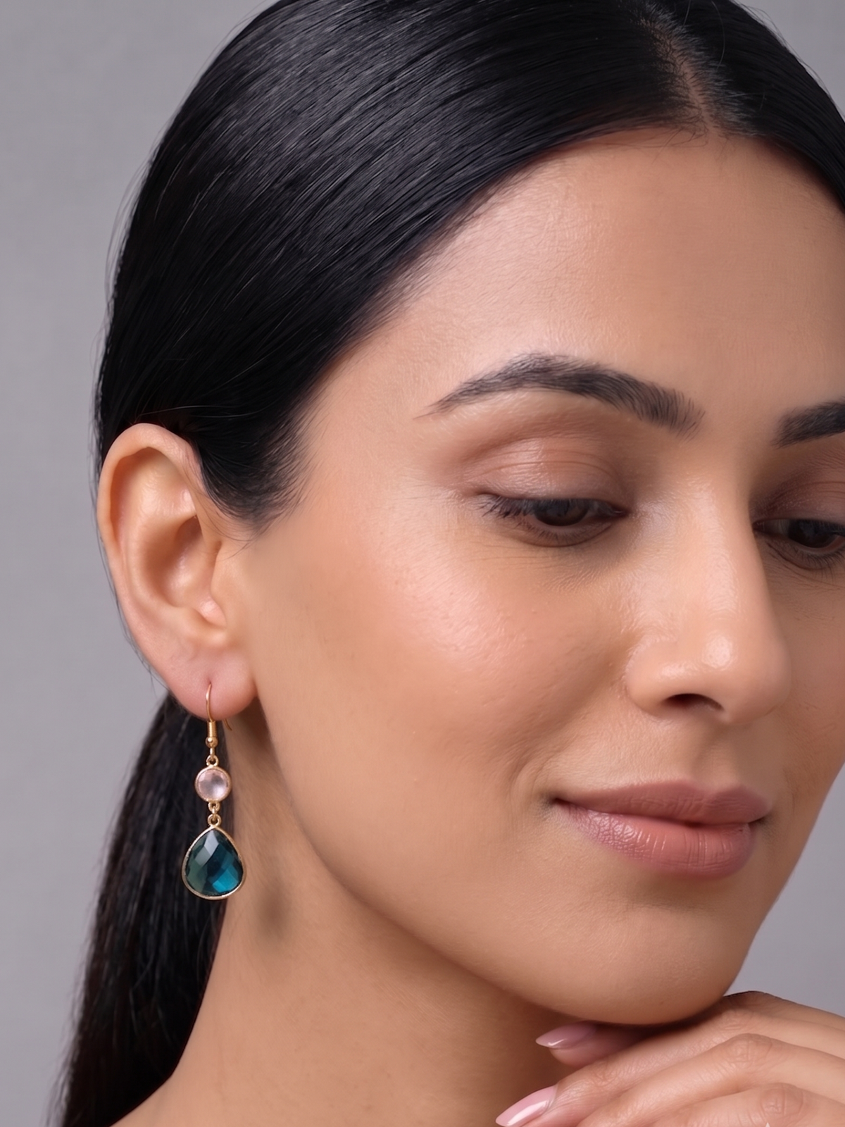 Blue Teardrop Crystal Drop Earrings Gold Plated Statement Jewellery
