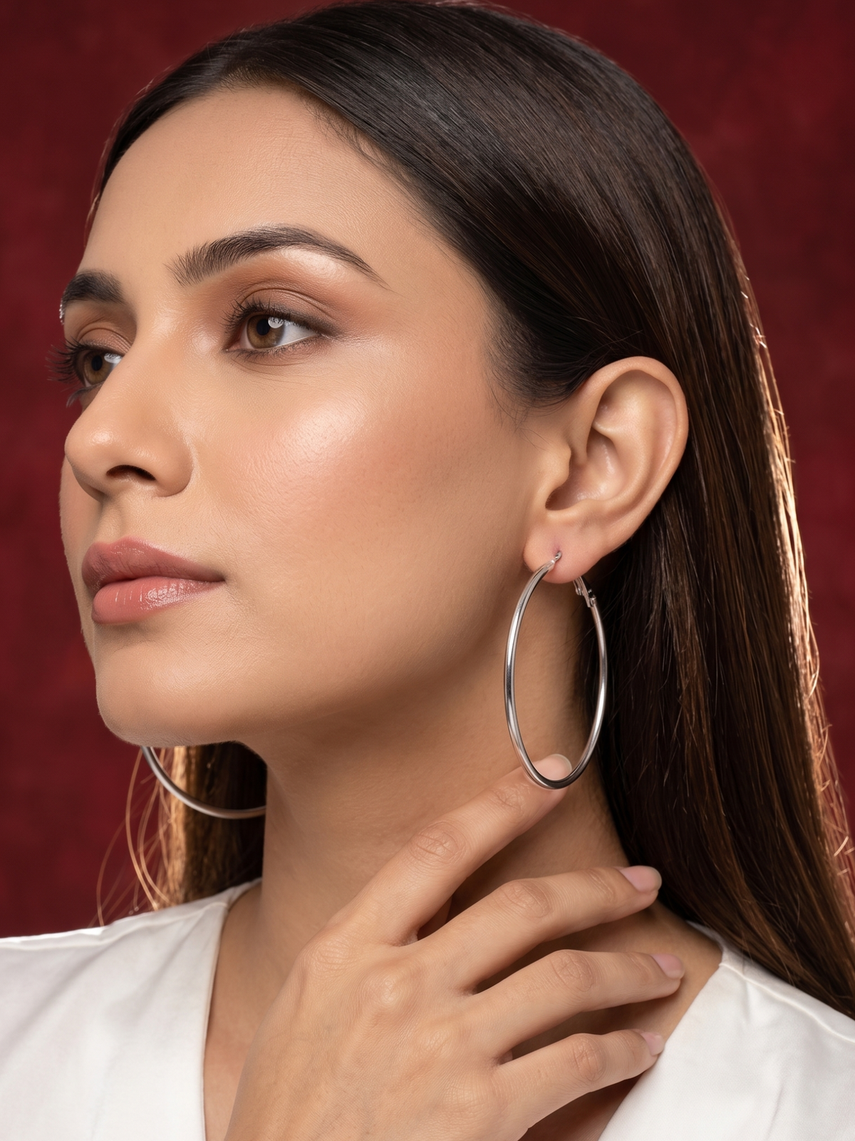 Silver Plated Classic Large Hoop Earrings