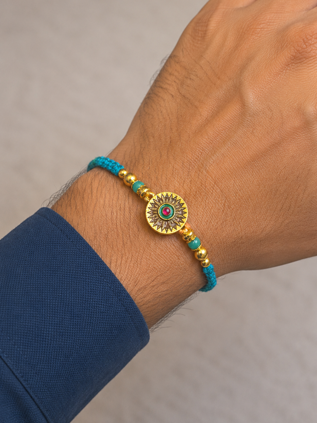 Blue Stone Studded Designer Rakhi