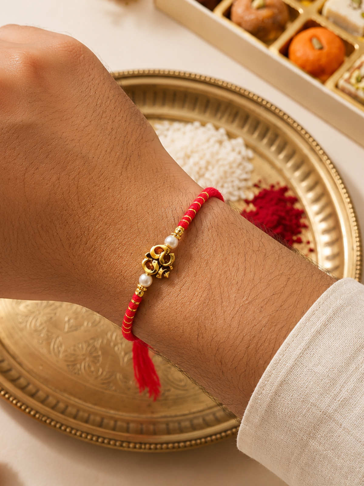 Red Beaded Set of 2 Rakhis