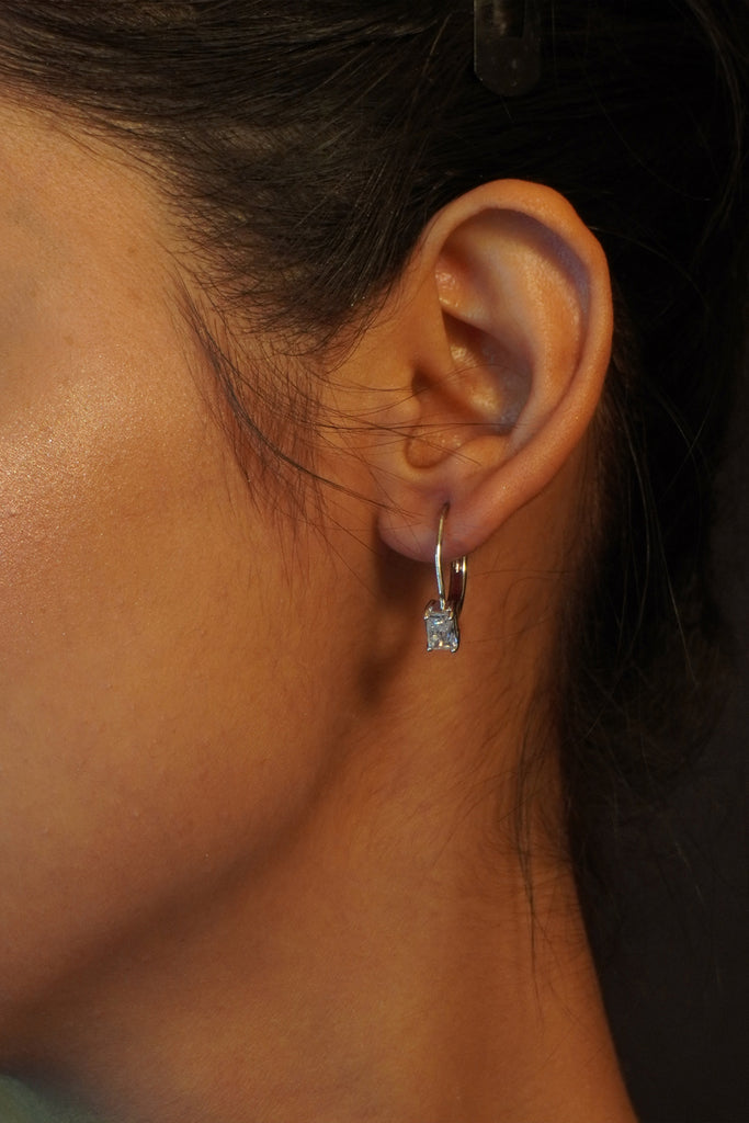 Cubic Zirconia Crystals Huggie Earrings