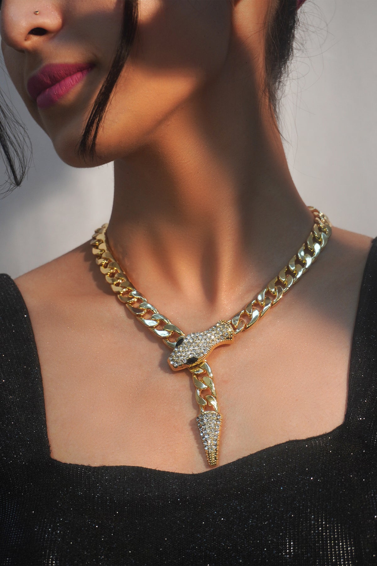American Diamonds Gold-Plated Snake Necklace