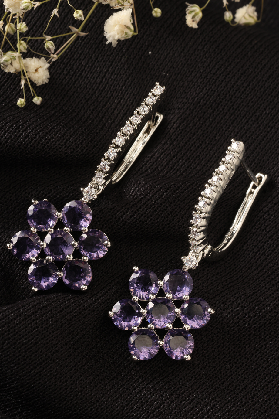 Gold tone purple stone stud/earrings dj-38232 – dreamjwell