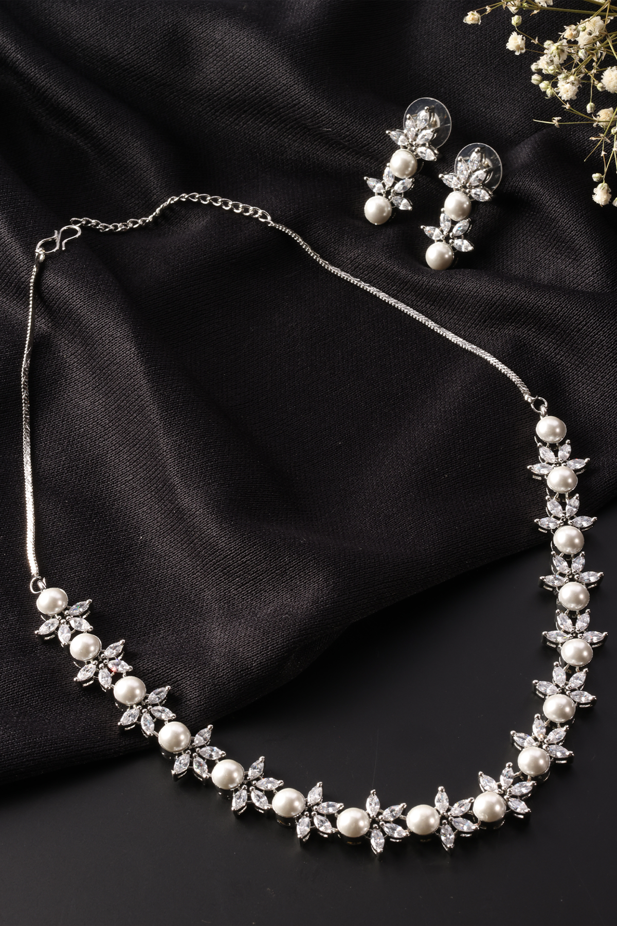 Classy Pearl American Diamonds Necklace Set
