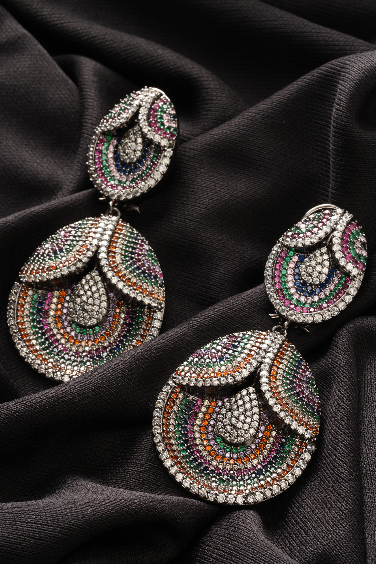 Multicolor Cubic Zirconia Statement Dangle Earrings