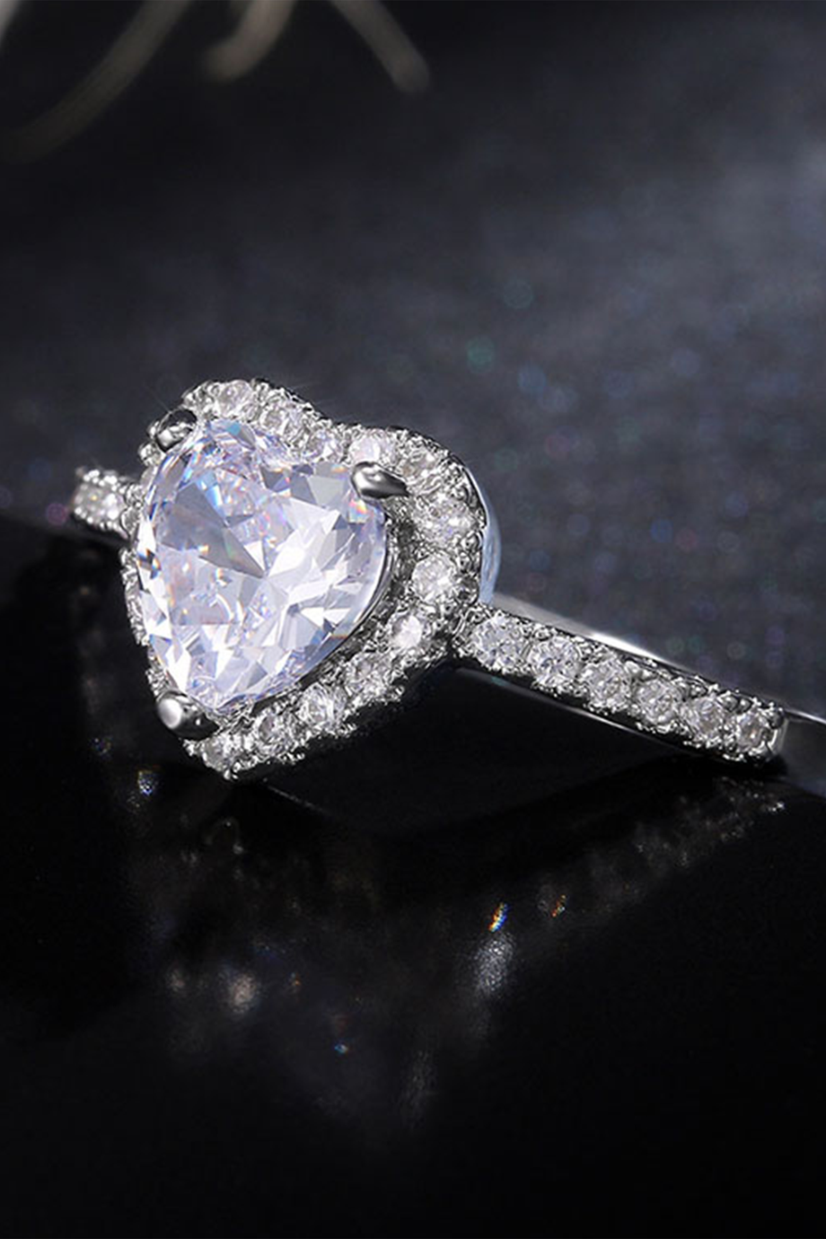 Bezel Heart Solitaire Diamond Ring In Platinum